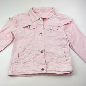 Girls 1964 Denim Co, pink stretch denim jacket, poppers, GUC, size 7,  