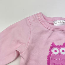 Load image into Gallery viewer, Girls Rupert &amp; Jane, pink cotton bodysuit / romper, owl, EUC, size 000-00,  