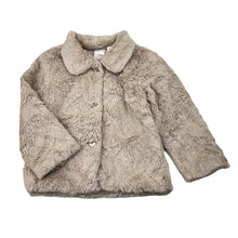 Load image into Gallery viewer, Girls Target, lined faux fur jacket, pink discolouration back &amp; sleeve, FUC, size 2,  