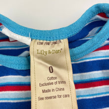 Load image into Gallery viewer, unisex Lily &amp; Dan, striped cotton zip romper, GUC, size 0,  