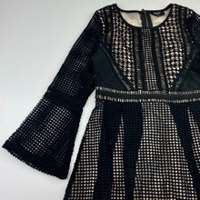 Load image into Gallery viewer, Girls Bardot Junior, lined black lace long sleeve dress, GUC, size 8, L: 64cm