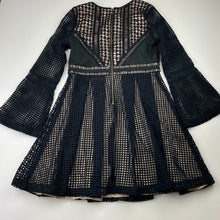 Load image into Gallery viewer, Girls Bardot Junior, lined black lace long sleeve dress, GUC, size 8, L: 64cm