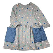 Load image into Gallery viewer, Girls Cotton On, cotton long sleeve dress, pockets, FUC, size 4, L: 57cm