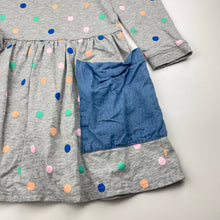 Load image into Gallery viewer, Girls Cotton On, cotton long sleeve dress, pockets, FUC, size 4, L: 57cm