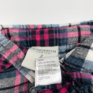 Girls Emerson, checked cotton shirt, L: 40cm, GUC, size 2,  