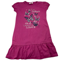 Load image into Gallery viewer, Girls Topolino, pink cotton t-shirt dress, butterflies, FUC, size 5, L: 55cm