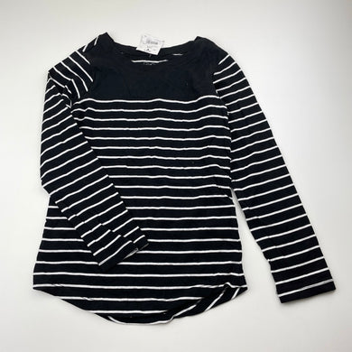 H&T black & white stripe cotton long sleeve top, size 6, BNWT