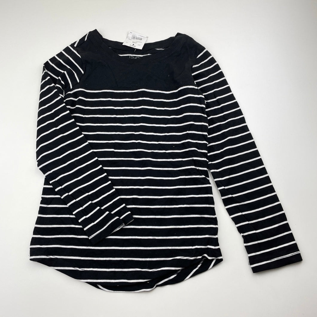 H&T black & white stripe cotton long sleeve top, size 6, BNWT