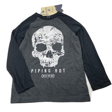 Load image into Gallery viewer, Boys Piping Hot, soft feel long sleeve tee / top, skull, NEW, size 7,  