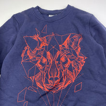 Load image into Gallery viewer, Boys B Collection, navy fleece lined sweater / jumper, wolf, EUC, size 8,  