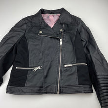 Load image into Gallery viewer, Girls Target, black faux leather biker jacket, EUC, size 9,  