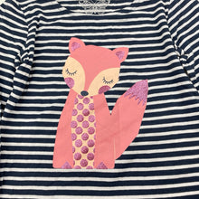 Load image into Gallery viewer, Girls H&amp;T, navy stripe cotton long sleeve tee / top, fox, EUC, size 4,  