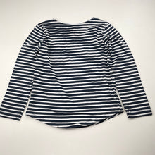 Load image into Gallery viewer, Girls H&amp;T, navy stripe cotton long sleeve tee / top, fox, EUC, size 4,  