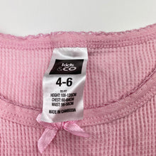 Load image into Gallery viewer, Girls Kids &amp; Co, pink waffle long sleeve pyjama top, GUC, size 4-6,  