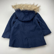 Load image into Gallery viewer, Girls Target, navy hooded duffle coat / jacket, L: 42cm, EUC, size 2,  