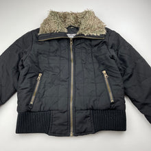 Load image into Gallery viewer, Girls Target, black jacket / coat, faux fur collar, GUC, size 7,  