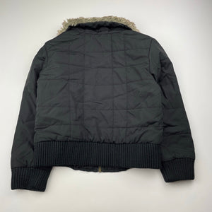 Girls Target, black jacket / coat, faux fur collar, GUC, size 7,  