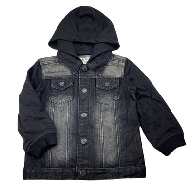 Boys Breakers, hooded black denim jacket, poppers, EUC, size 3,  