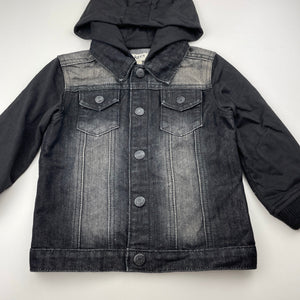 Boys Breakers, hooded black denim jacket, poppers, EUC, size 3,  