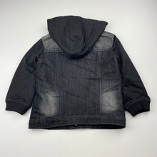 Load image into Gallery viewer, Boys Breakers, hooded black denim jacket, poppers, EUC, size 3,  