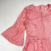 Load image into Gallery viewer, Girls Pumpkin Patch, lined floral lace dress, no size, armpit to armpit: 30cm, GUC, size 5-6, L: 64cm