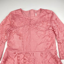 Load image into Gallery viewer, Girls Pumpkin Patch, lined floral lace dress, no size, armpit to armpit: 30cm, GUC, size 5-6, L: 64cm