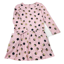 Load image into Gallery viewer, Girls pink, cotton long sleeve dress, no labels, armpit to armpit: 29cm, shoulder to cuff: 37cm, EUC, size 4-5, L: 56cm