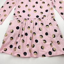 Load image into Gallery viewer, Girls pink, cotton long sleeve dress, no labels, armpit to armpit: 29cm, shoulder to cuff: 37cm, EUC, size 4-5, L: 56cm