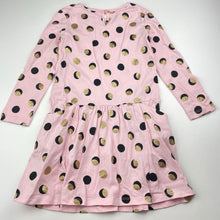 Load image into Gallery viewer, Girls pink, cotton long sleeve dress, no labels, armpit to armpit: 29cm, shoulder to cuff: 37cm, EUC, size 4-5, L: 56cm