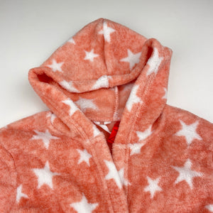 Girls soft, fleece hooded dressing gown / bath robe, L: 48cm, EUC, size 0-1,  