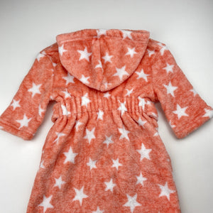 Girls soft, fleece hooded dressing gown / bath robe, L: 48cm, EUC, size 0-1,  