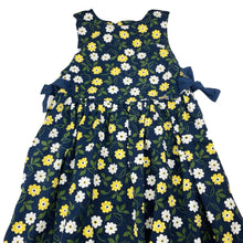 Load image into Gallery viewer, Girls Osh Kosh, navy floral denim maxi dress, *small fault in material left chest*, FUC, size 10, L: 93cm