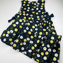 Load image into Gallery viewer, Girls Osh Kosh, navy floral denim maxi dress, *small fault in material left chest*, FUC, size 10, L: 93cm