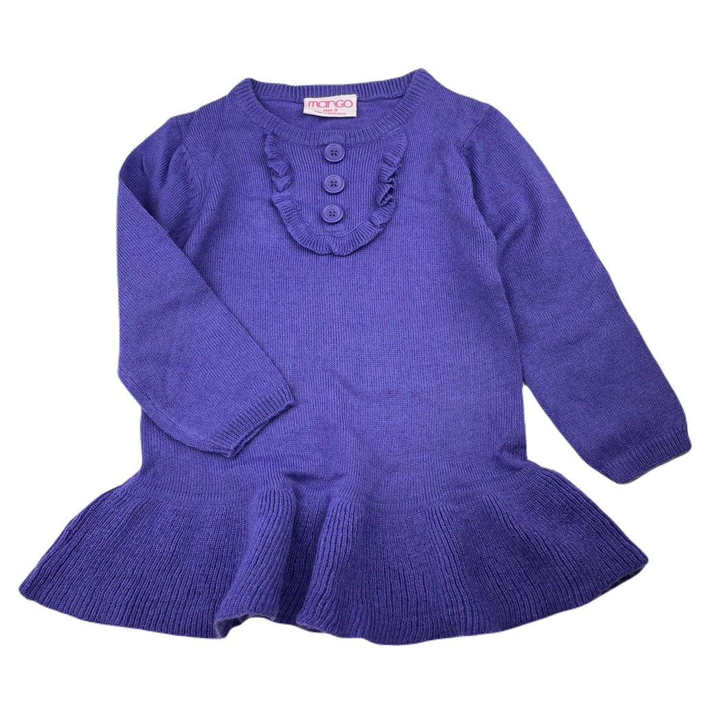 Girls Mango, purple knit tunic sweater, L: 43cm, EUC, size 3,  