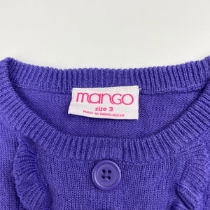 Girls Mango, purple knit tunic sweater, L: 43cm, EUC, size 3,  