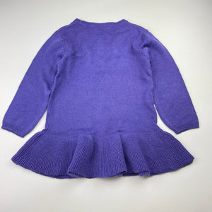 Girls Mango, purple knit tunic sweater, L: 43cm, EUC, size 3,  