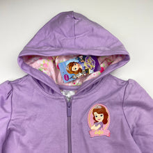 Load image into Gallery viewer, Girls Disney, Sofia the First zip hoodie sweater, NEW, size 6,  