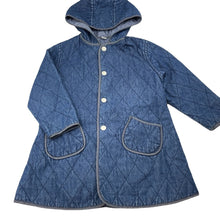 Load image into Gallery viewer, Girls blue, lightly quilted jacket / coat, L: 49cm, GUC, size 3,  