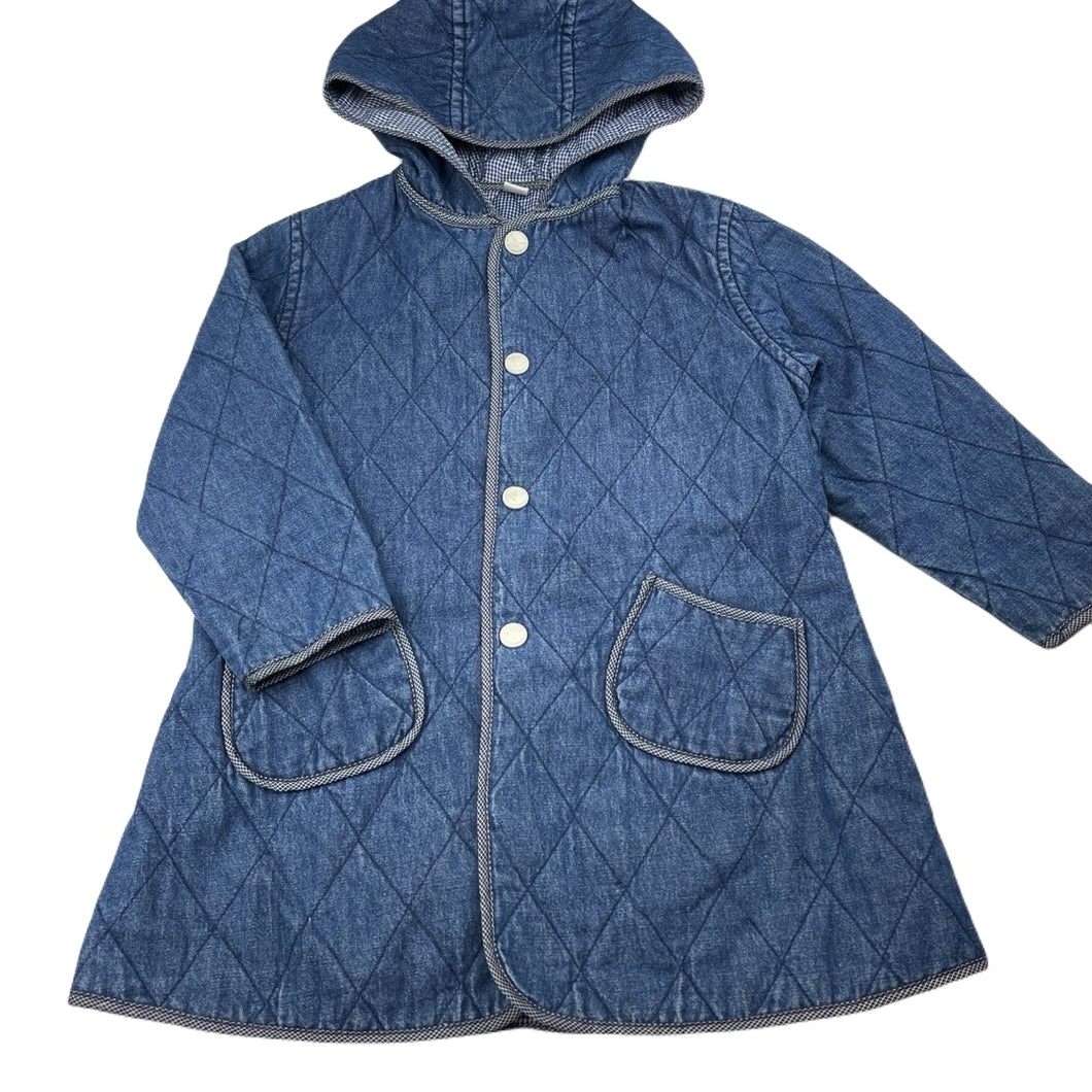 Girls blue, lightly quilted jacket / coat, L: 49cm, GUC, size 3,  