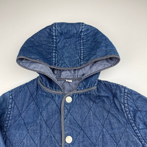 Girls blue, lightly quilted jacket / coat, L: 49cm, GUC, size 3,  