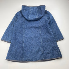 Load image into Gallery viewer, Girls blue, lightly quilted jacket / coat, L: 49cm, GUC, size 3,  