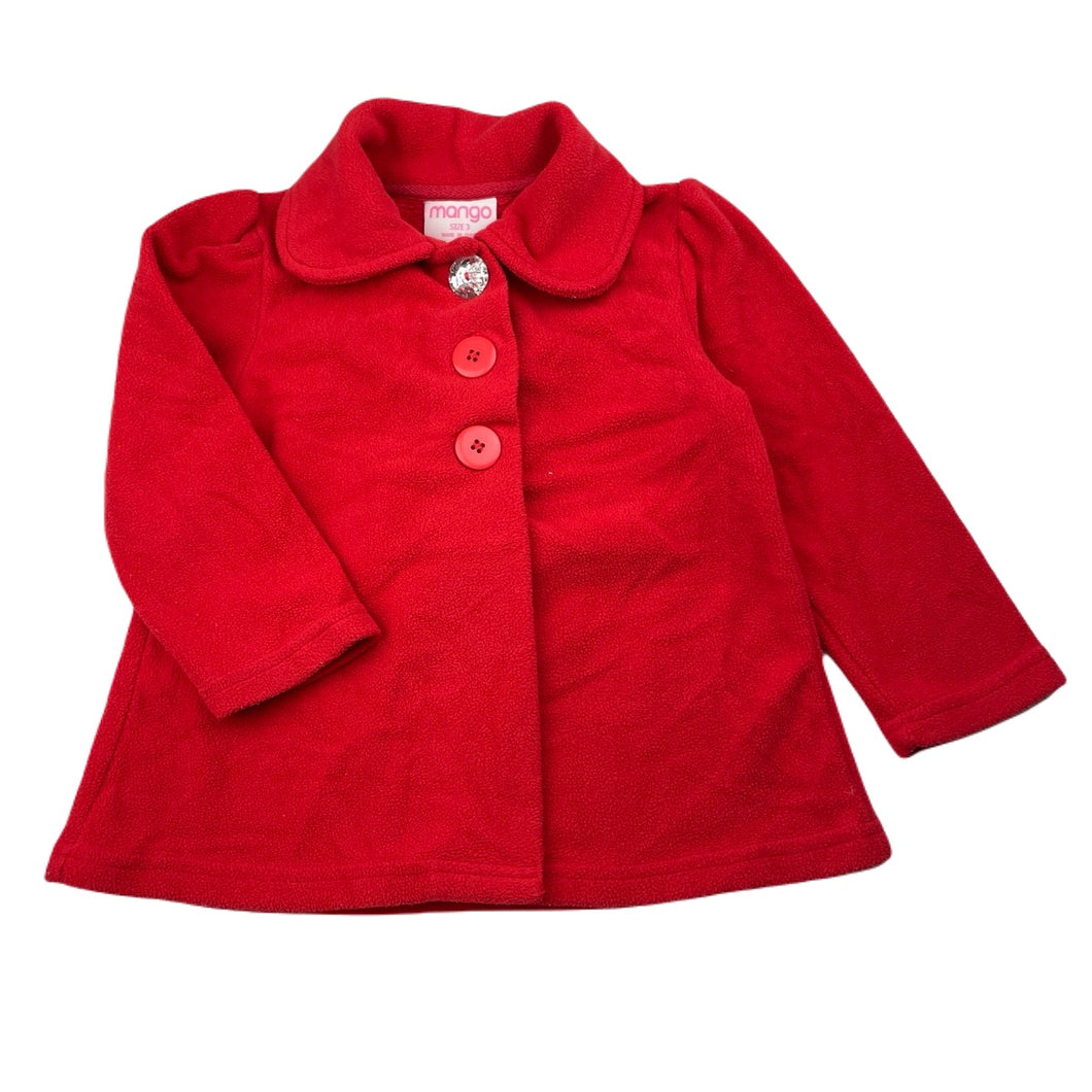 Girls Mango, red fleece jacket / coat, GUC, size 3,  