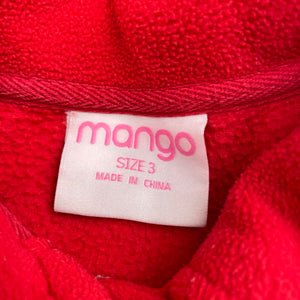 Girls Mango, red fleece jacket / coat, GUC, size 3,  