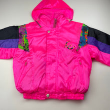 Load image into Gallery viewer, Girls NEVERIGA, fluoro retro 80s style lightweight jacket, mark back left cuff, FUC, size 6,  