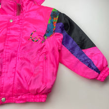 Load image into Gallery viewer, Girls NEVERIGA, fluoro retro 80s style lightweight jacket, mark back left cuff, FUC, size 6,  