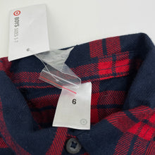 Load image into Gallery viewer, Boys Target, checked flannel cotton long sleeve shirt, NEW, size 6,  