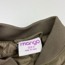 Load image into Gallery viewer, Girls Mango, khaki zip up bomber jacket, EUC, size 8,  
