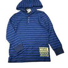 Load image into Gallery viewer, Boys Emerson, striped cotton hooded henley top, NEW, size 6,  