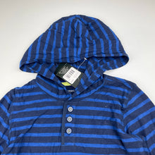 Load image into Gallery viewer, Boys Emerson, striped cotton hooded henley top, NEW, size 6,  
