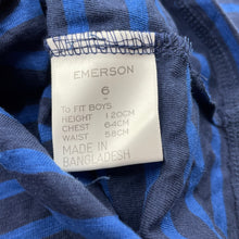 Load image into Gallery viewer, Boys Emerson, striped cotton hooded henley top, NEW, size 6,  